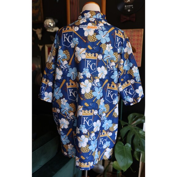 KC Royals Mens Minitmart Hawaiian Short Sleeve Oversize Button Up Shirt Size XL - Picture 4 of 9